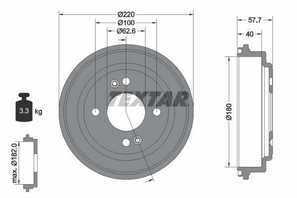 TEXTAR Fékdob 94047000_TEXTAR