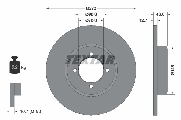 TEXTAR Első féktárcsa 92011400_TEXTAR