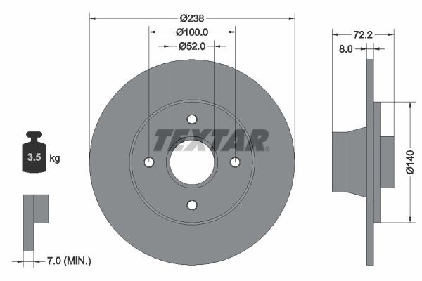 TEXTAR Hátsó féktárcsa 92049200_TEXTAR