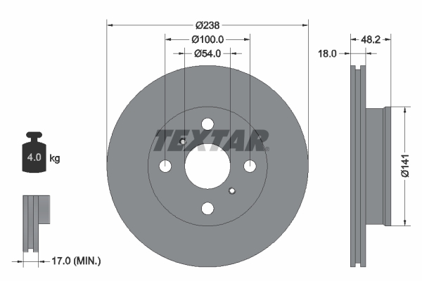 TEXTAR Első féktárcsa 92055800_TEXTAR