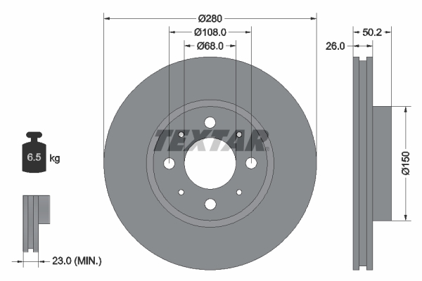 TEXTAR Első féktárcsa 92058600_TEXTAR