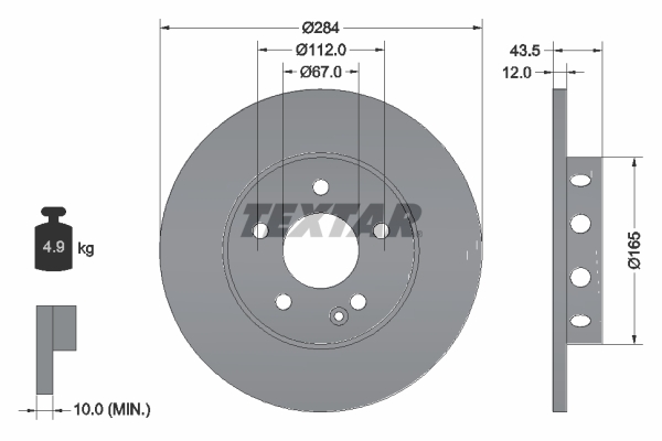 TEXTAR Első féktárcsa 92059303_TEXTAR