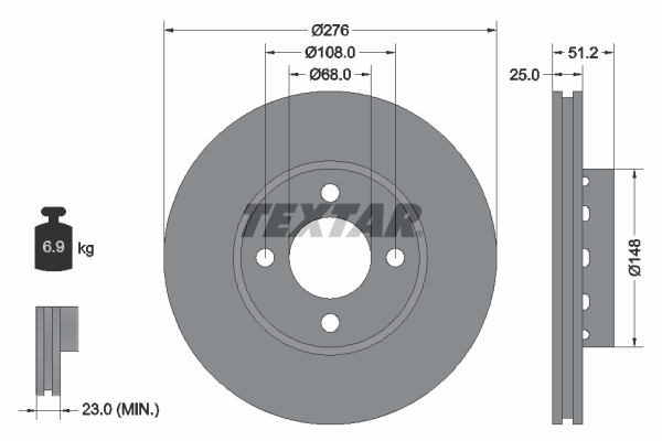 TEXTAR Első féktárcsa 92067200_TEXTAR