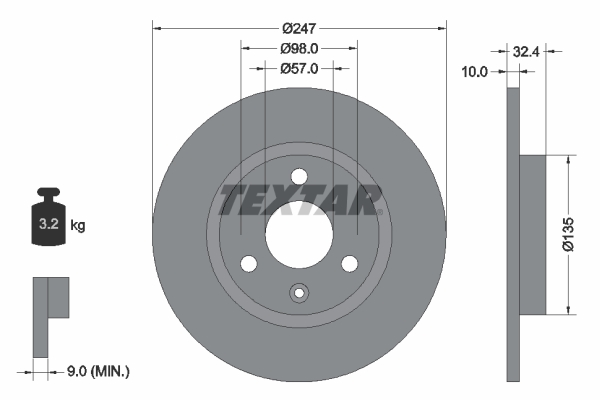 TEXTAR Első féktárcsa 92067300_TEXTAR