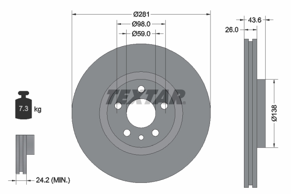 TEXTAR Első féktárcsa 92074003_TEXTAR