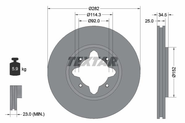 TEXTAR Első féktárcsa 92078100_TEXTAR