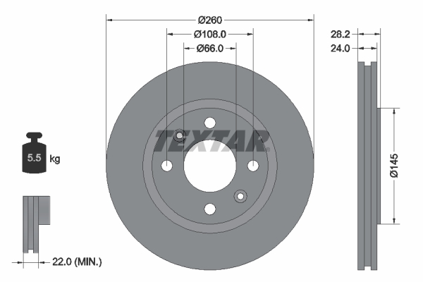 TEXTAR Első féktárcsa 92078603_TEXTAR