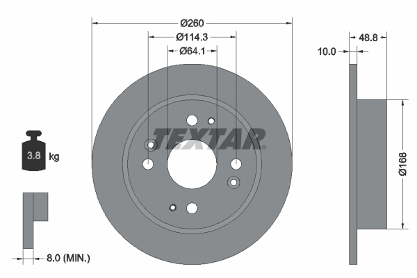 TEXTAR 92081700_TEXTAR Hátsó féktárcsa