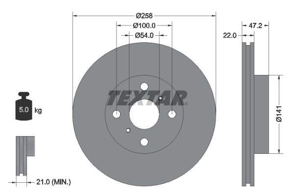 TEXTAR Első féktárcsa 92090503_TEXTAR