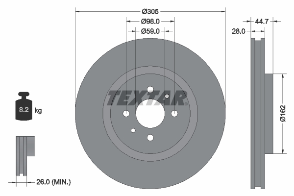 TEXTAR Első féktárcsa 92092900_TEXTAR