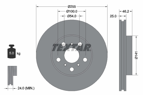 TEXTAR Első féktárcsa 92094400_TEXTAR