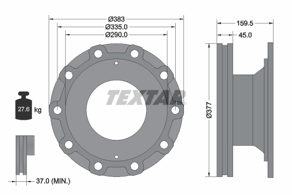 TEXTAR Hátsó féktárcsa 93095800_TEXTAR