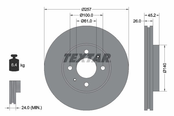 TEXTAR Első féktárcsa 92096700_TEXTAR