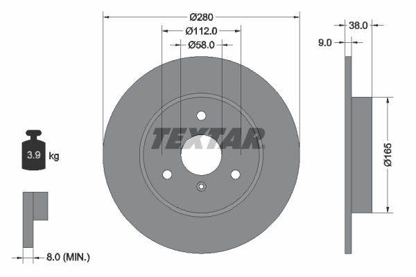 TEXTAR Első féktárcsa 92097603_TEXTAR