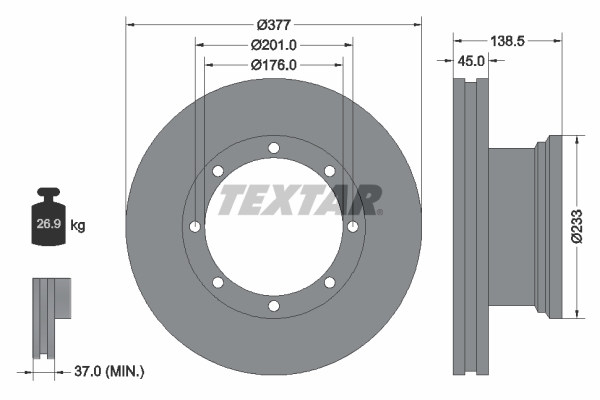 TEXTAR Hátsó féktárcsa 93101500_TEXTAR