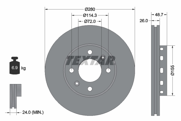 TEXTAR Első féktárcsa 92131700_TEXTAR