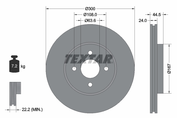 TEXTAR Első féktárcsa 92139903_TEXTAR