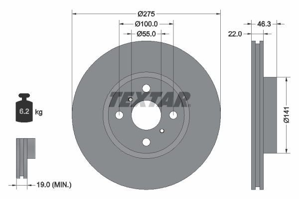 TEXTAR Első féktárcsa 92156200_TEXTAR