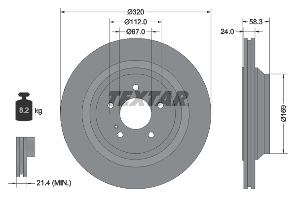 TEXTAR Hátsó féktárcsa 92160705_TEXTAR