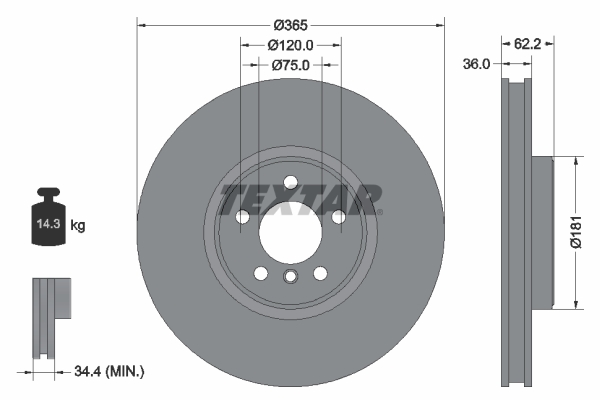 TEXTAR Első féktárcsa 92161005_TEXTAR