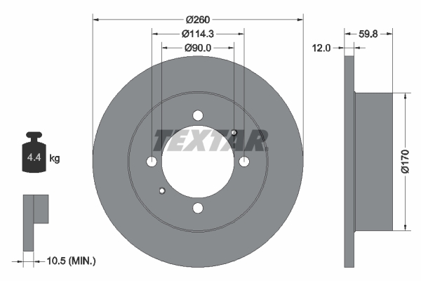 TEXTAR Hátsó féktárcsa 92169603_TEXTAR