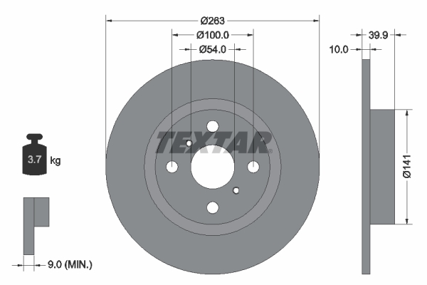 TEXTAR Hátsó féktárcsa 92179303_TEXTAR