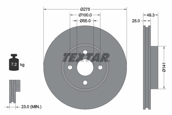 TEXTAR Első féktárcsa 92180303_TEXTAR