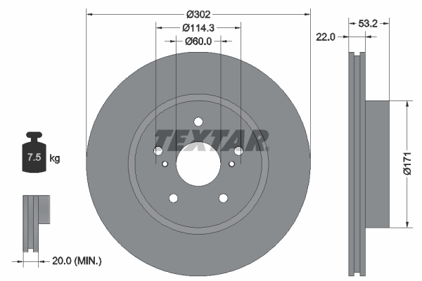 TEXTAR Első féktárcsa 92180403_TEXTAR