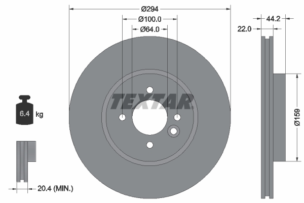 TEXTAR Első féktárcsa 92183603_TEXTAR