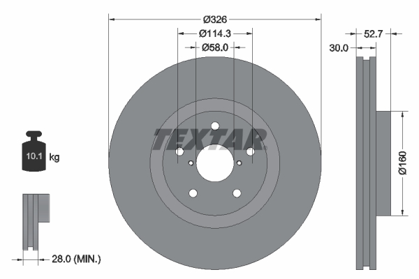 TEXTAR Első féktárcsa 92194303_TEXTAR