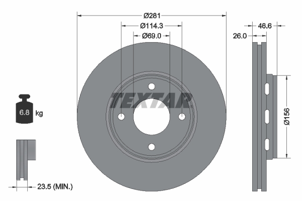 TEXTAR Első féktárcsa 92204400_TEXTAR