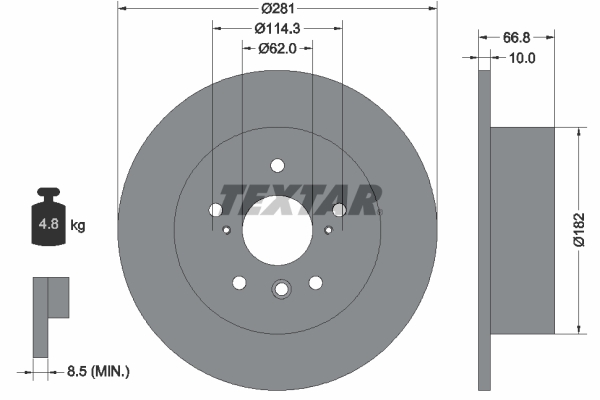 TEXTAR Hátsó féktárcsa 92240203_TEXTAR