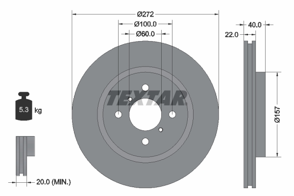 TEXTAR Első féktárcsa 92255303_TEXTAR