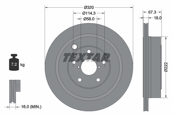 TEXTAR Hátsó féktárcsa 92255903_TEXTAR