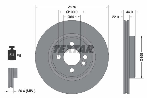 TEXTAR Első féktárcsa 92262403_TEXTAR