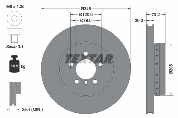 TEXTAR Első féktárcsa 92266825_TEXTAR