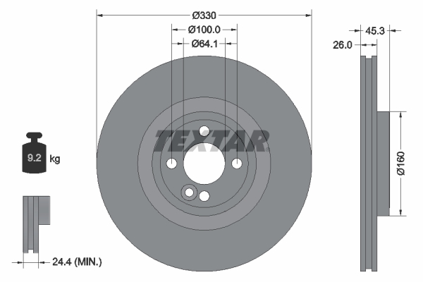 TEXTAR Első féktárcsa 92275403_TEXTAR