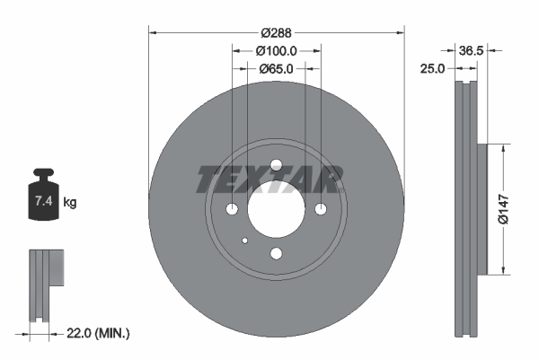 TEXTAR Első féktárcsa 92302303_TEXTAR