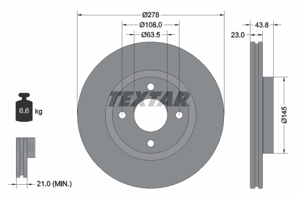 TEXTAR Első féktárcsa 92303203_TEXTAR