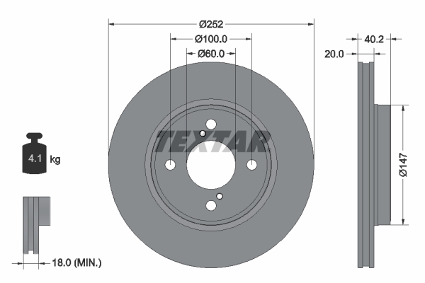 TEXTAR Első féktárcsa 92303703_TEXTAR