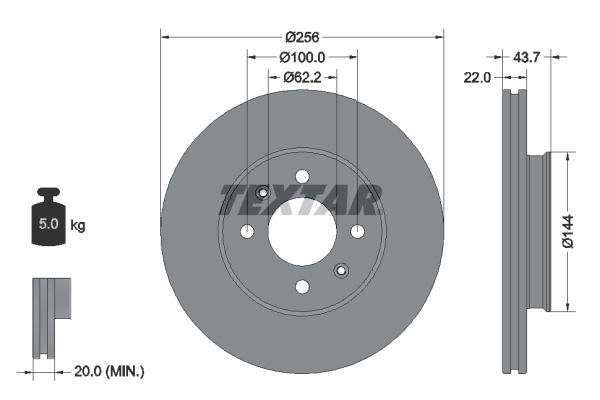 TEXTAR Első féktárcsa 92304603_TEXTAR