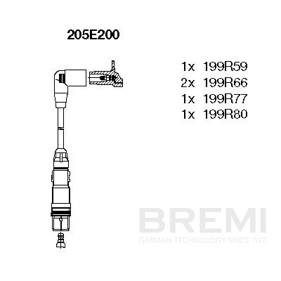 BREMI Gyújtókábel készlet 205E200_BRE