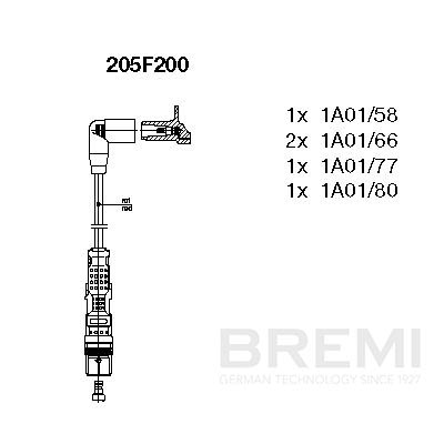 BREMI Gyújtókábel készlet 205F200_BRE