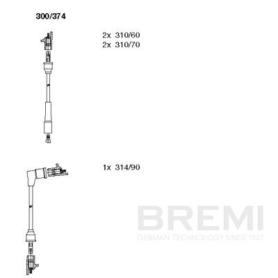 BREMI Gyújtókábel készlet 300/374_BRE