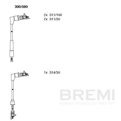 BREMI Gyújtókábel készlet 300/590_BRE