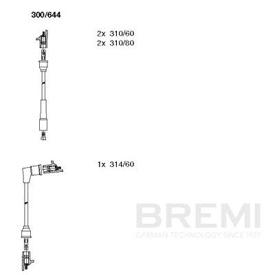 BREMI Gyújtókábel készlet 300/644_BRE