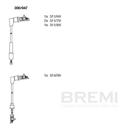 BREMI Gyújtókábel készlet 300/947_BRE