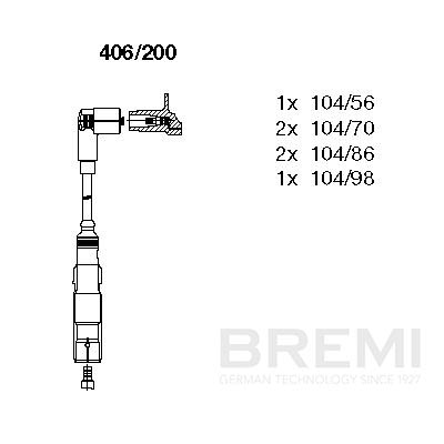 BREMI Gyújtókábel készlet 406/200_BRE