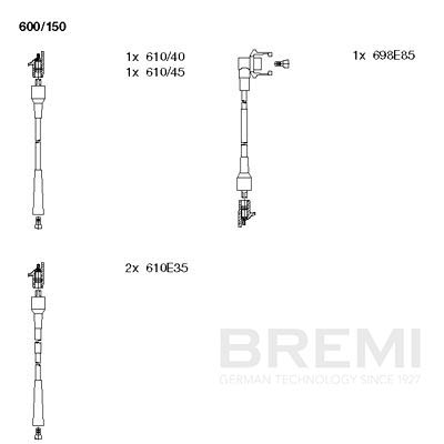 BREMI Gyújtókábel készlet 600/150_BRE