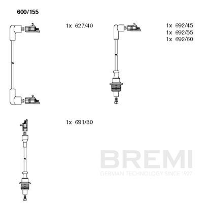 BREMI Gyújtókábel készlet 600/155_BRE